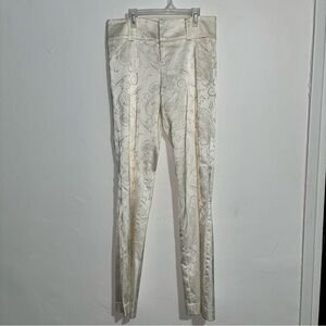 Cache Champagne Paisley Satin Dress Pants Size 8